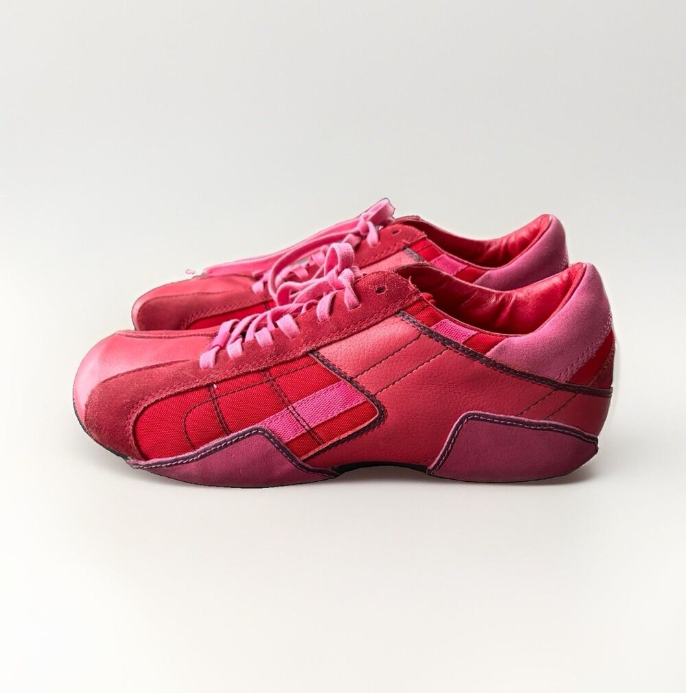 Diesel Aquila Y2K Pink Red Suede Leather Low Top Sneakers Women’s Size 11